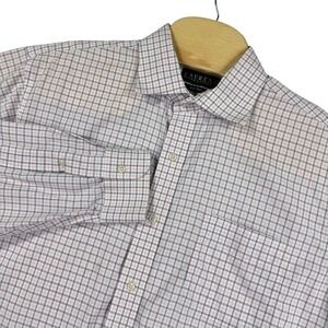Lauren Ralph Lauren Mens Dress Shirt 18 34/35 Pink Blue Plaid Non Iron *Has Flaw